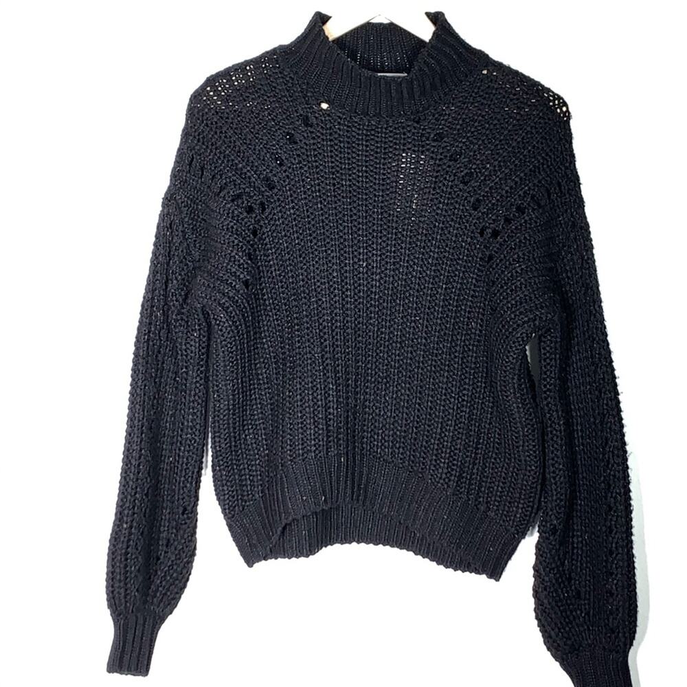 NWT Embossed cable braid mock turtleneck sweater size large L B98